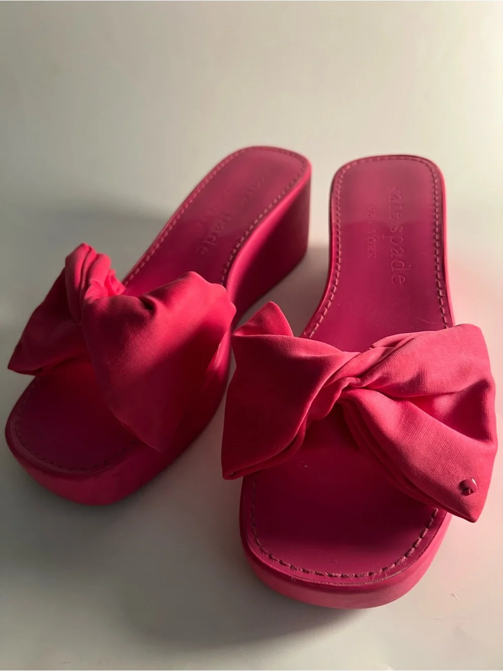 Kate Spade Hot Pink Bow Slide Wedge Sandals Size 9.5